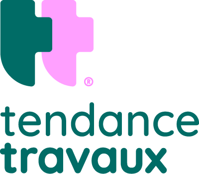 logo tendance travaux vert + écriture dessous